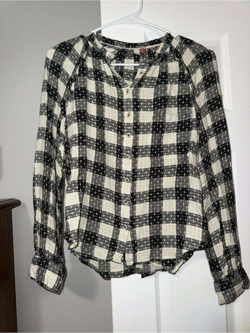 Anthropologie Pilcro Breezy Wool Blend Plaid Button-Down - Picture 3 of 6